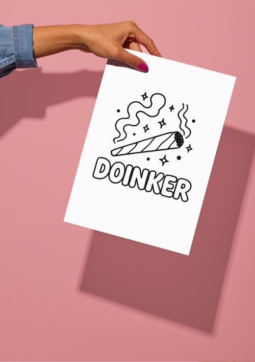Doinker joint cartoon coloring page with smoke and sparkles