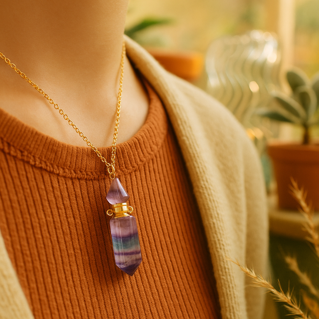 Gemstone Vial Necklace
